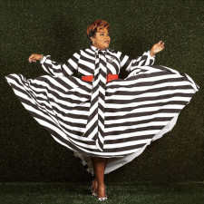 Plus Size Black White Stripe Big Swing Maxi Dress (Without Belt) NNWF-7343