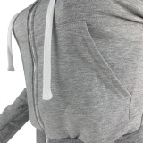 Solid Zipper Hoodie Top And Pants 2 Piece Suits CH-8195