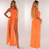 Sexy Perspective Slit Long Dress+Panties(Without Bra) YQ-W431