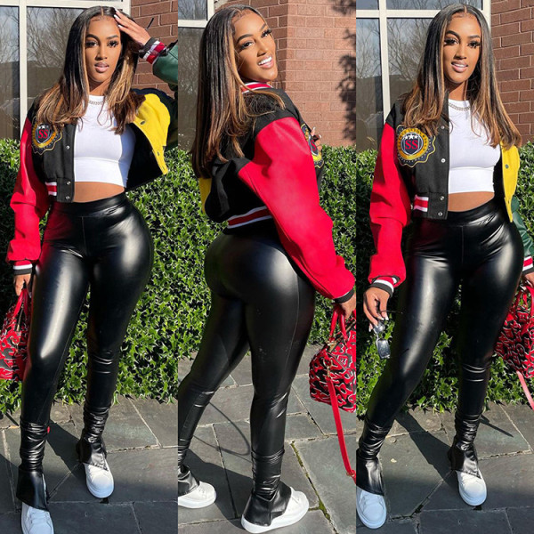 Casual Patchwork Full Sleeve Baseball Jacket GLF-10059