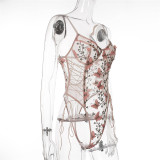 Sexy Sling One-piece Mesh See-through Underwear YQ-W490