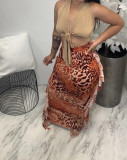 Leopard Print Tassel Maxi Skirt HMS-5516