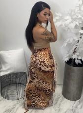 Leopard Print Tassel Maxi Skirt HMS-5516