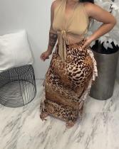 Leopard Print Tassel Maxi Skirt HMS-5516