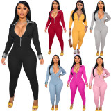 Casual Long Sleeve Zipper Jumpsuit TK-6199