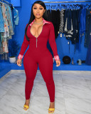 Casual Long Sleeve Zipper Jumpsuit TK-6199