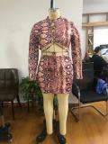 Plus Size Snake Skin Print Bandage Mini Dress NNWF-7282