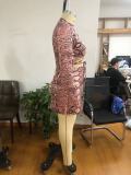 Plus Size Snake Skin Print Bandage Mini Dress NNWF-7282