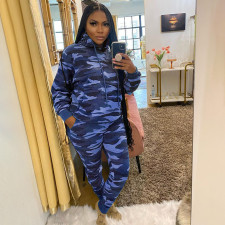 Camo Print Hoodie And Pants Two Piece Suits YIM-222