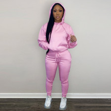 Solid Plush Hoodie Top And Pants 2 Piece Suits CH-8197