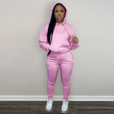 Solid Plush Hoodie Top And Pants 2 Piece Suits CH-8197