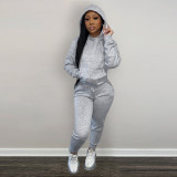 Solid Plush Hoodie Top And Pants 2 Piece Suits CH-8197