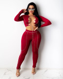 Plus Size Sexy Printed Lace Up Hollow 2 Piece Sets MDF-5267