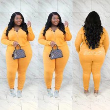 Plus Size Hot Drilling Hooded Two Piece Pants Set WAF-77298