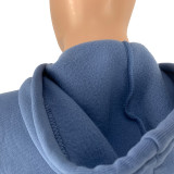 Solid Plush Hooded Zipper Coat And Pants 2 Piece Sets CH-8198