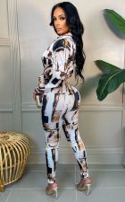Casual Printed Blouse Top And Pants 2 Piece Suits SFY-2147