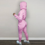 Solid Plush Hoodie Top And Pants 2 Piece Suits CH-8197