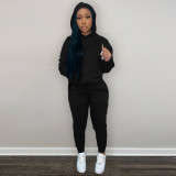 Solid Plush Hoodie Top And Pants 2 Piece Suits CH-8197