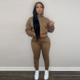 Solid Plush Hoodie Top And Pants 2 Piece Suits CH-8197
