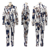 Casual Printed Blouse Top And Pants 2 Piece Suits SFY-2147