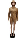 Casual Hooded Long Sleeve Zipper Romper MEM-88397