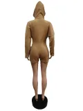 Casual Hooded Long Sleeve Zipper Romper MEM-88397