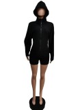 Casual Hooded Long Sleeve Zipper Romper MEM-88397