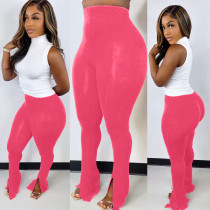 Solid High Waist Split Flared Pants FNN-8640