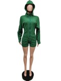 Casual Hooded Long Sleeve Zipper Romper MEM-88397