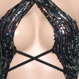 Sexy Sequins Halter Backless Night Club Dress SH-390223