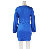 Sexy V Neck Long Sleeve Mini Dress ZSD-0429