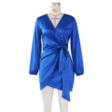 Sexy V Neck Long Sleeve Mini Dress ZSD-0429