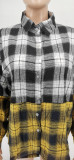Plaid Casual Patchwork Loose Full Sleeve Blouse WSYF-5911