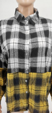 Plaid Casual Patchwork Loose Full Sleeve Blouse WSYF-5911