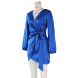 Sexy V Neck Long Sleeve Mini Dress ZSD-0429