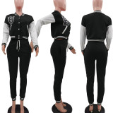 Casual Printed Baseball Jacket And Pants 2 Piece Sets TK-6203