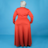 Plus Size Solid Long Sleeve Maxi Skirt 2 Piece Sets NNWF-7352