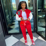 Casual Printed Baseball Jacket And Pants 2 Piece Sets TK-6203
