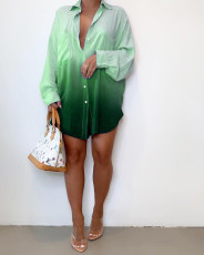Gradient Long Sleeve Loose Shirt Dress MK-3066