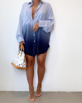 Gradient Long Sleeve Loose Shirt Dress MK-3066