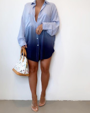 Gradient Long Sleeve Loose Shirt Dress MK-3066