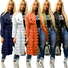 Plus Size Casual Mesh Patchwork Full Sleeve Zipper Coat OMY-50072-1