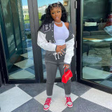 Casual Printed Baseball Jacket And Pants 2 Piece Sets TK-6203