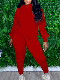 Plus Size Solid Hoodie Top And Pants Two Piece Suits LP-66318