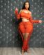 Sexy Tassel Hollow Long Sleeve 2 Piece Pants Set HMS-5518