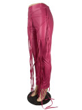 PU Leather Bandage Skinny Pants CHY-1351