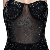 Sexy Hot Drilling See Through Breast-Pad Night Club Dress SH-390224