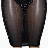 Sexy Hot Drilling See Through Breast-Pad Night Club Dress SH-390224