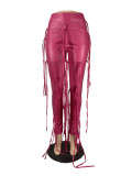 PU Leather Bandage Skinny Pants CHY-1351