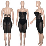 Sexy Hot Drilling See Through Breast-Pad Night Club Dress SH-390224